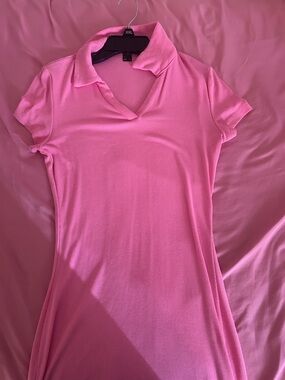Women’s Pink Short-Sleeve Polo Dress Top